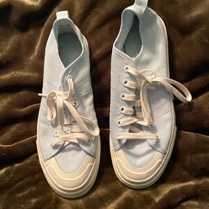 Adidas baby blue canvas sneakers